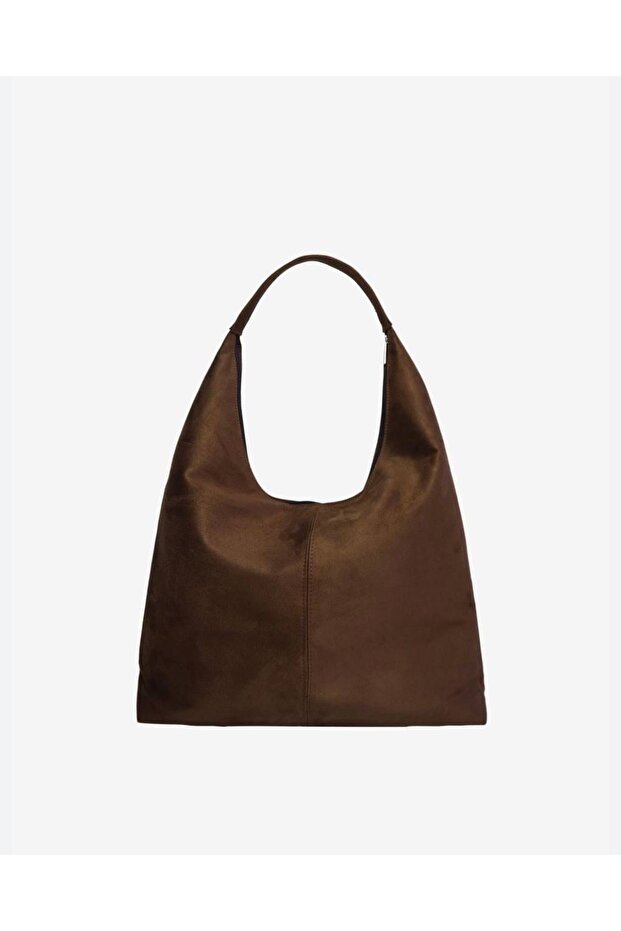 Suede Velvet Bitter Coffee Hand and Shoulder Bag