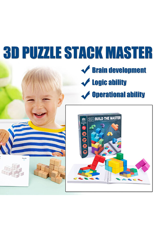 Smart Cube 3D Puzzle Tetris-Like STEM Game with 60 Challenges, Book and Bag - 4