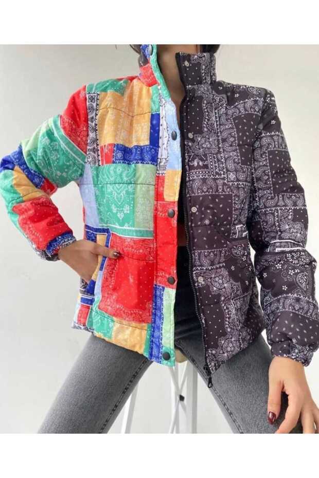 معطف فقاعي بنمط الباندانا - 1