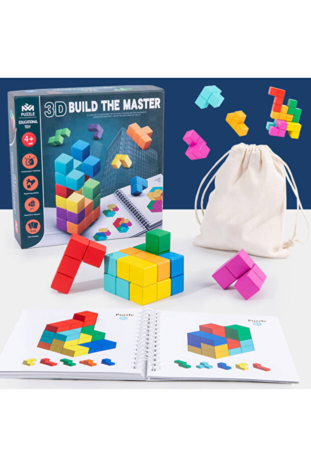 Smart Cube 3D Puzzle Tetris-Like STEM Game with 60 Challenges, Book and Bag - 2