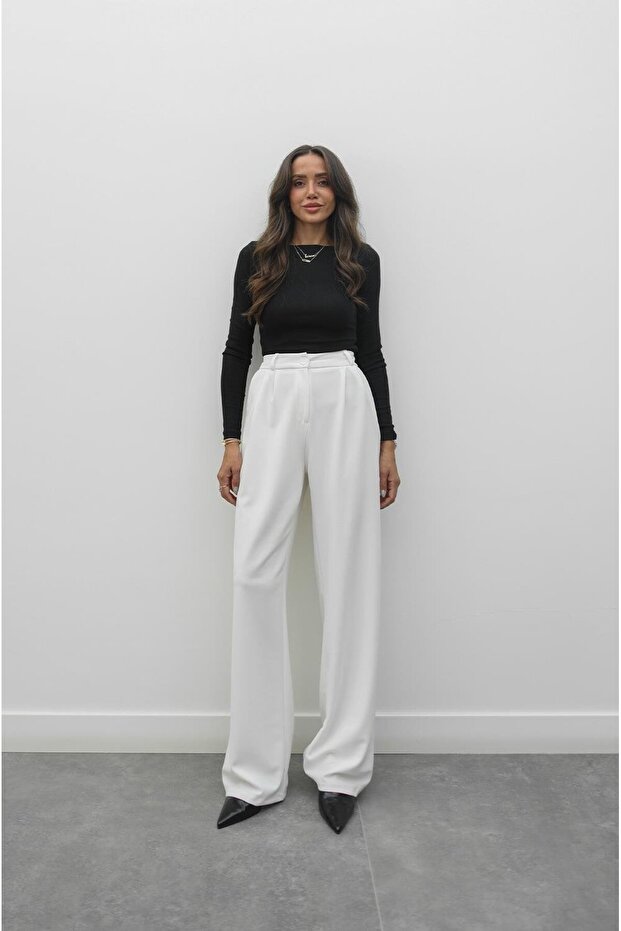 Ekru Oscar Palazzo Pantolon - 1