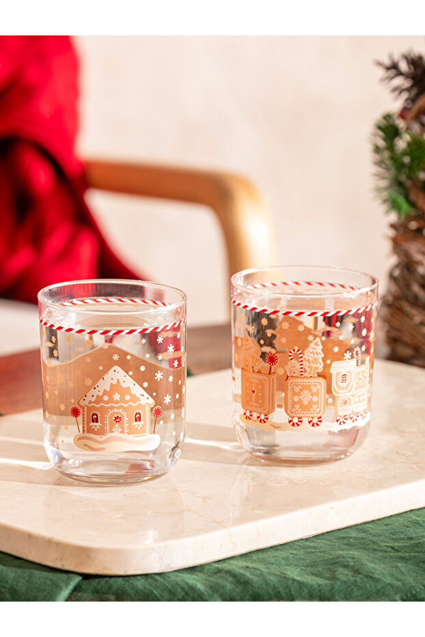 Yılbaşı Temalı Cam Bardak Seti 4'lü 350 Ml - 2