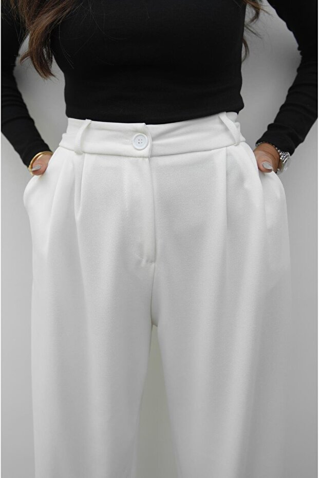 Ekru Oscar Palazzo Pantolon - 4