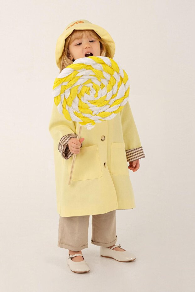 Kapüşonlu Trençkot Sarı - 4