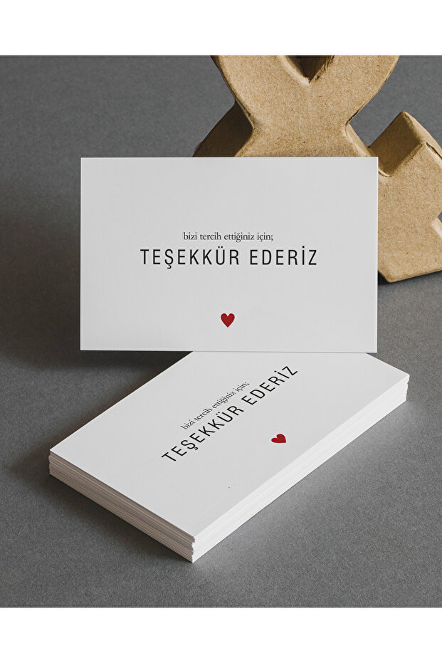 Teşekkür Kartı 50 Adet Tek Yön 8x5 Cm Lüks Mat Kuşe - 1