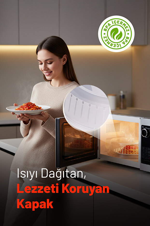 Mikrodalga Kapağı – 26 cm Şeffaf Mikro Dalga Kapak, BPA İçermez - 3