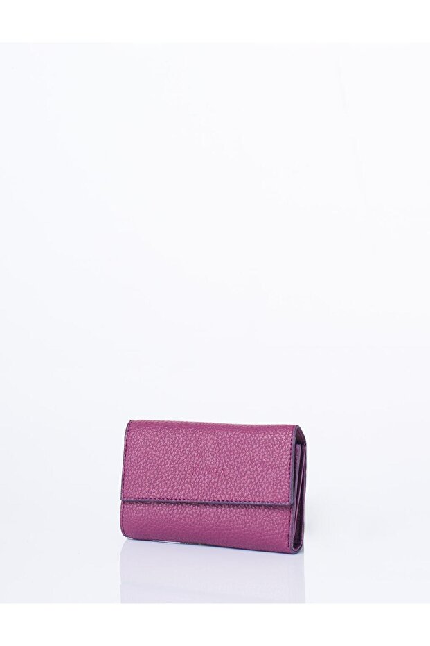 محفظة من الجلد الصناعي على شكل مستطيل باللون البرقوقي - 2