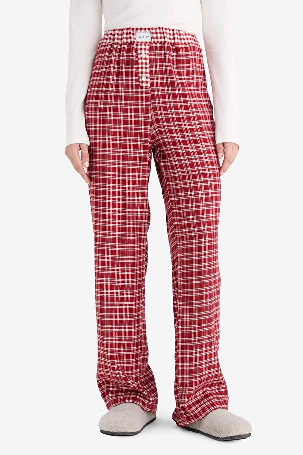 Regular Fit Uzun Kareli Pijama Altı-Fall in Love G1497AX25AU - 4