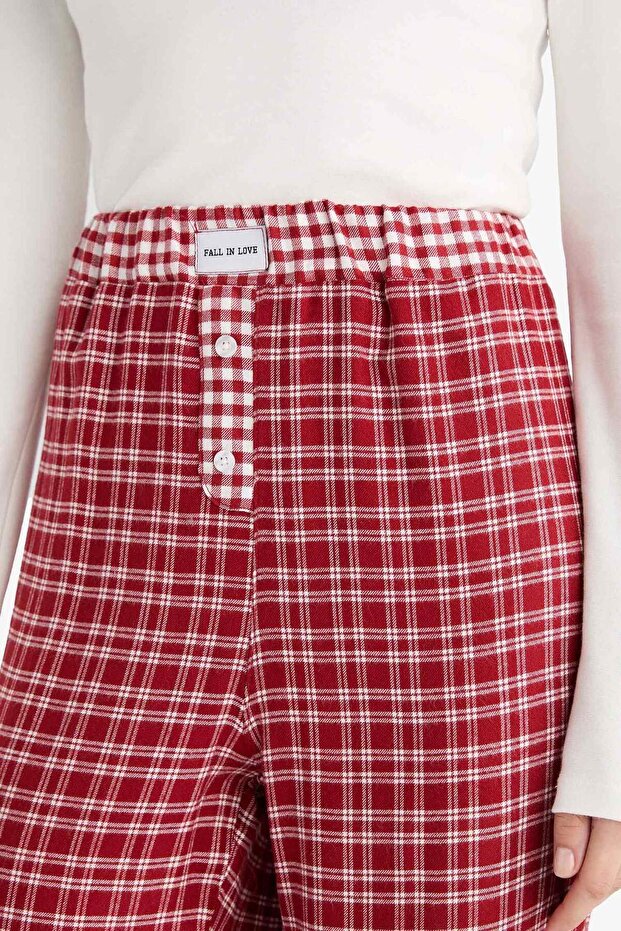 Regular Fit Uzun Kareli Pijama Altı-Fall in Love G1497AX25AU - 5
