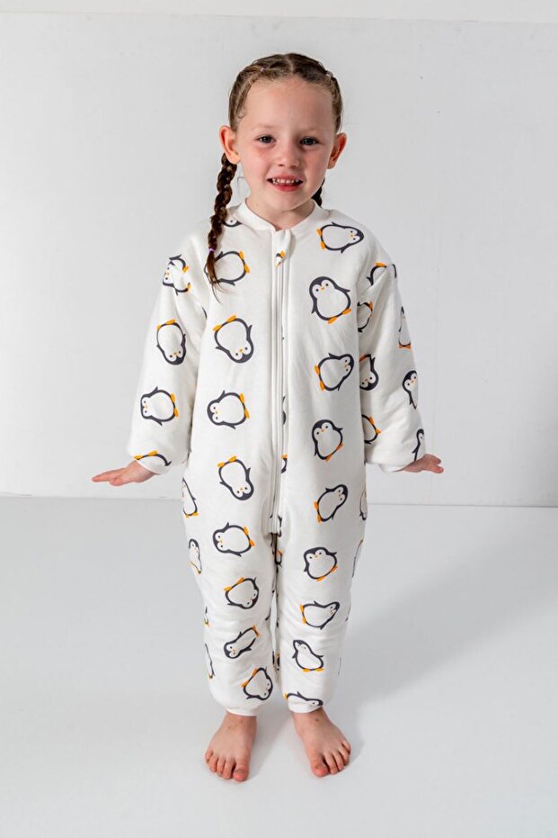 My Little One's Penguin Patterned Zippered Girls' Sleeping Bag - White