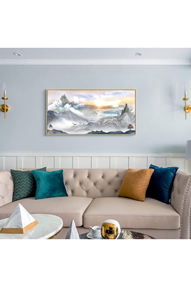 Framed Abstract Mountain Canvas Wall Art 60x120cm Modern Bedroom Home Décor