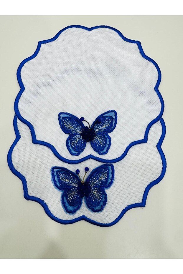 2 Pieces of Three-Dimensional Butterfly Detailed Coffee Side Cocktail Napkins & Coasters.