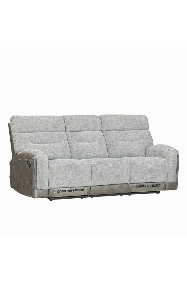 Holden 3 Seater Fabric Recliner - Grey, Comfortable Wood & Fabric Sofa, 2 Year Warranty