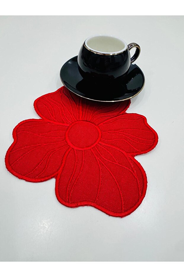 6 Pieces Bloom Flower Embroidered Coffee Side Cocktail Napkins & Coasters.