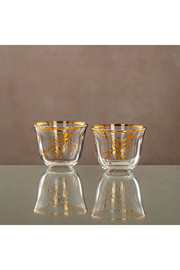 Almarjan Cawa Cup Set Clear & Gold 6 pieces