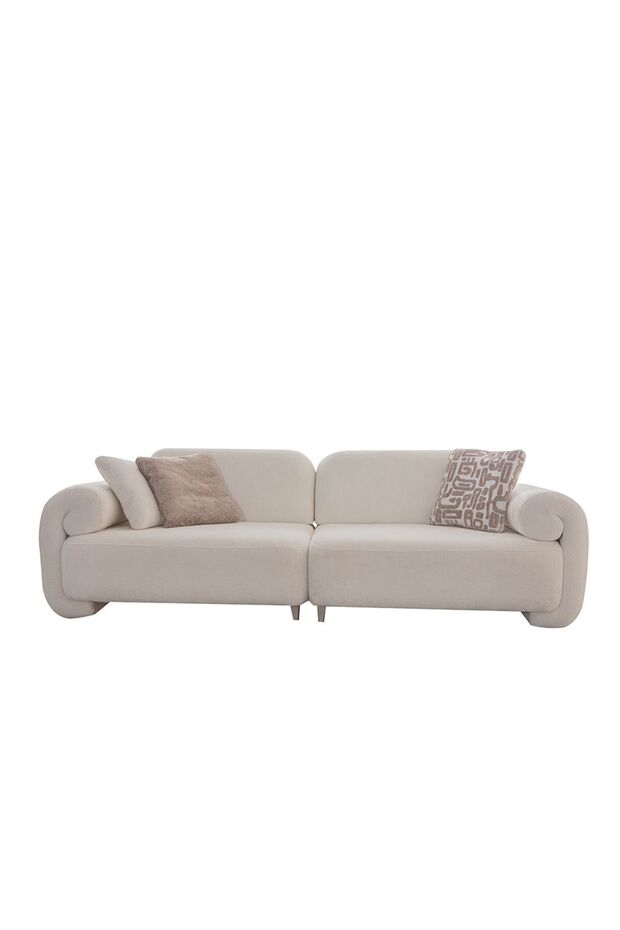 Vivo 3 Seater Fabric Sofa - Beige, Stylish Wood Frame, Comfortable Seating, 2 Year Warranty