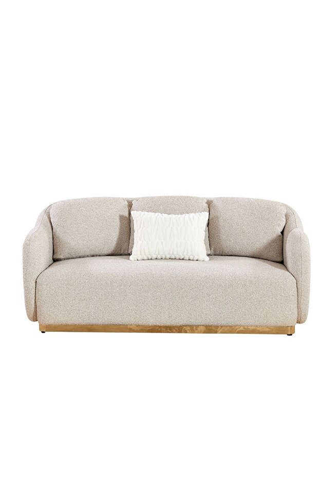 Olle 2-Seater Fabric Sofa - Beige, Solid Wood, 2-Year Warranty, Plush Comfort & Style