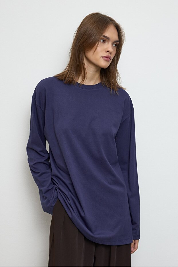 Basıc Sweatshirt Mavi - 4