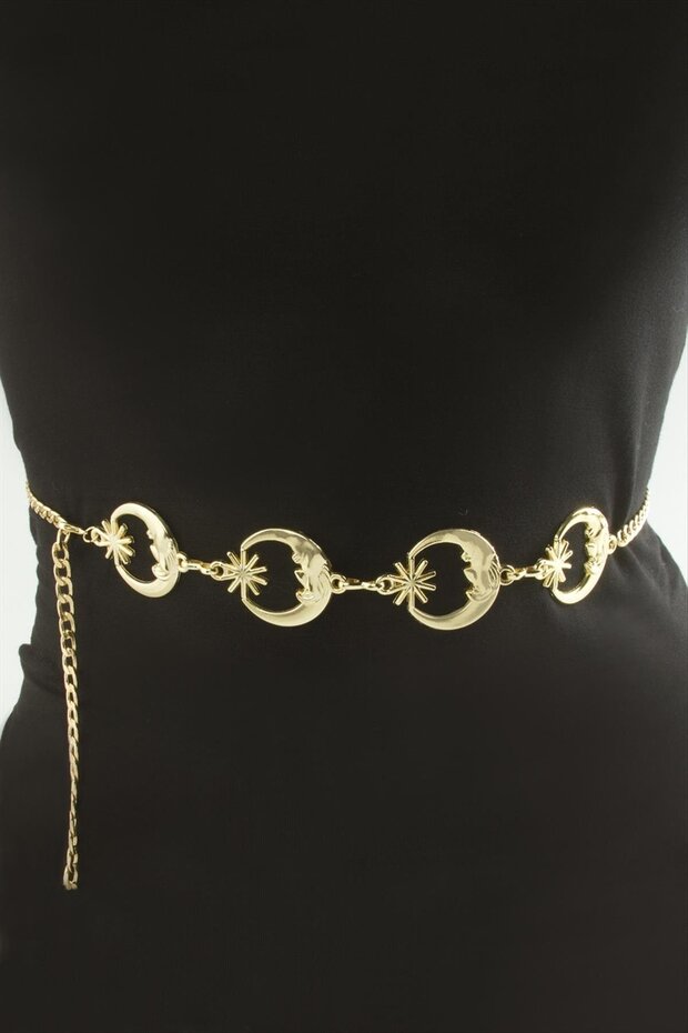 Moon Star Metal Chain Belt