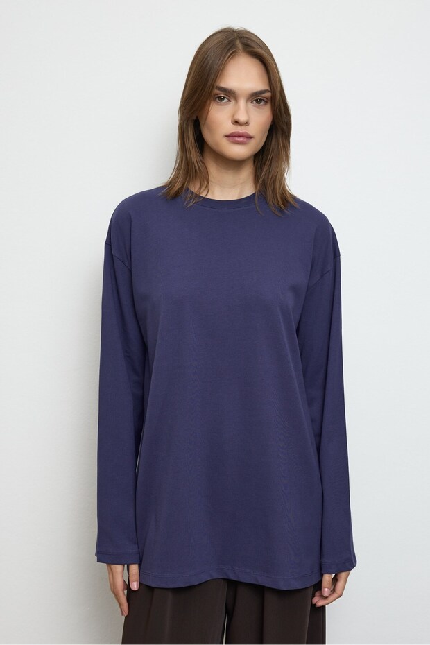 Basıc Sweatshirt Mavi - 3