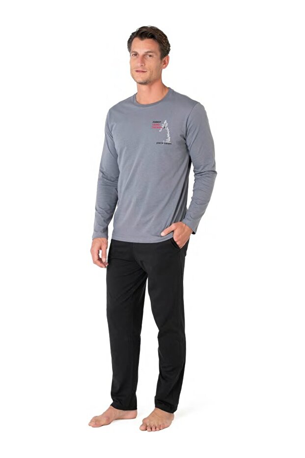 Men's Long Sleeve Crew Neck Pajama Set 6103
