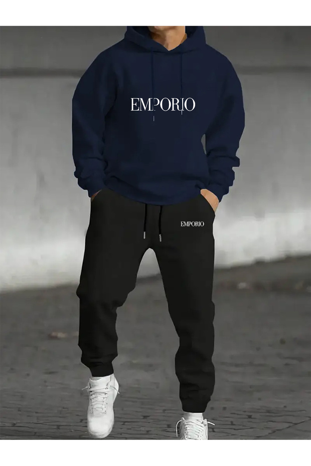 Men's Printed Oversize Sweatshirt - Trackpants 2-Piece Set