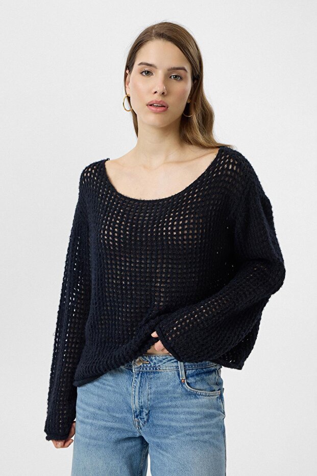 Ajurlu Oversize Triko - 4