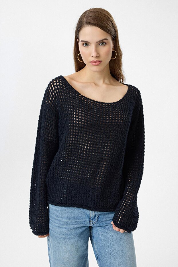 Ajurlu Oversize Triko - 2