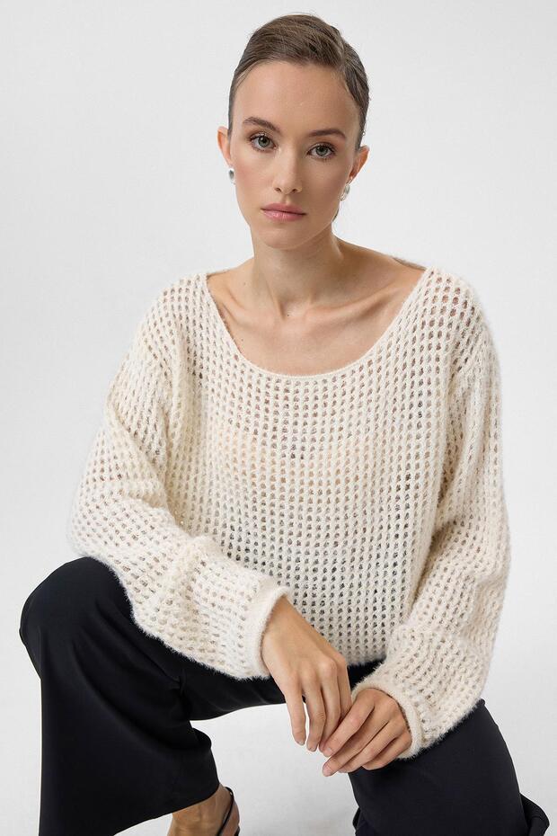 Ajurlu Oversize Triko - 4