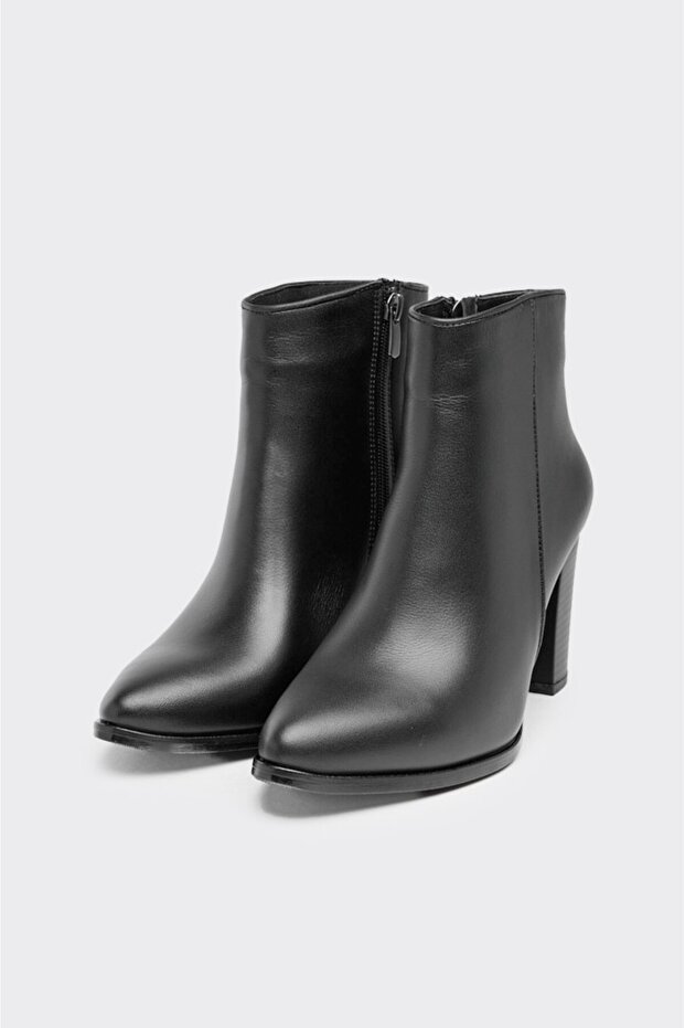 Hakiki Deri Topuklu Kadın Klasik Bot - 2