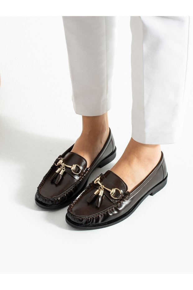 Grove Brown Buckle Detail Women's Loafer