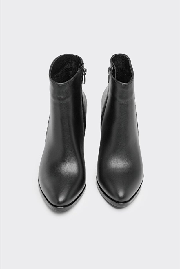 Hakiki Deri Topuklu Kadın Klasik Bot - 3