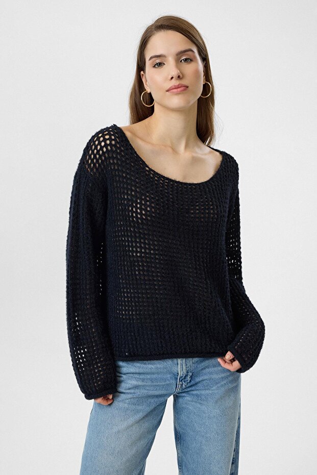 Ajurlu Oversize Triko - 1