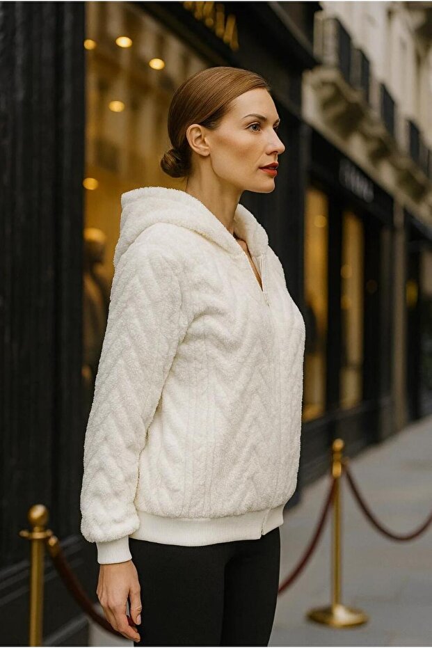 Kürk detay örme ceket - 3