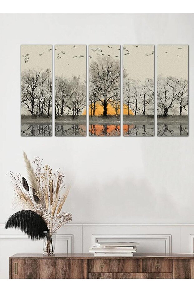 لوحه جداريه رسمة فنية للغابة - ٢٥٥٢٢ - مقسمه خمسة قطع متساويه - 1