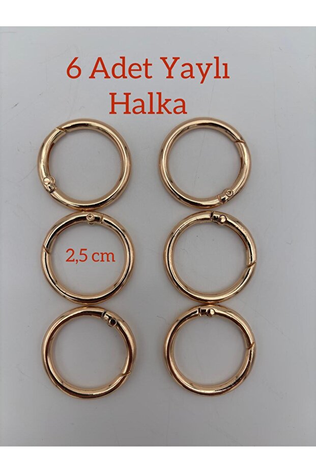 حلقة حقيبة زنبركية 2.5 سم 6 قطع (3 أزواج) ذهبية