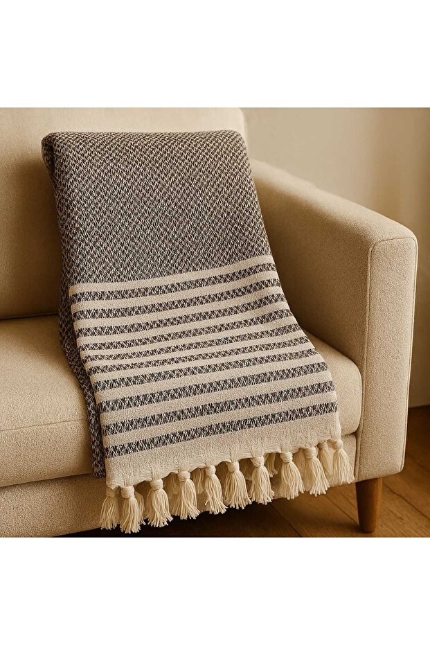 Sofa Cover 180*215 Size 100% Cotton Suitable for 3-Seater Sofa Tasseled Luxury Cover