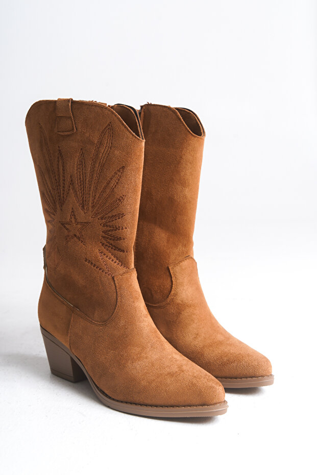 Women's Tan Matte Long Cowboy Boots
