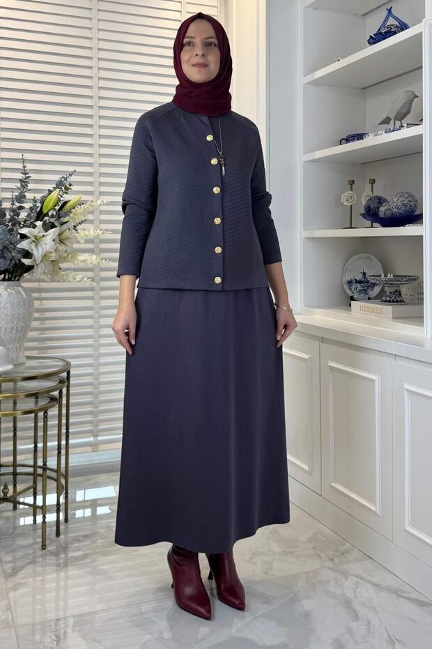 Melis Çelik Örme Triko Takım Antrasit - 6