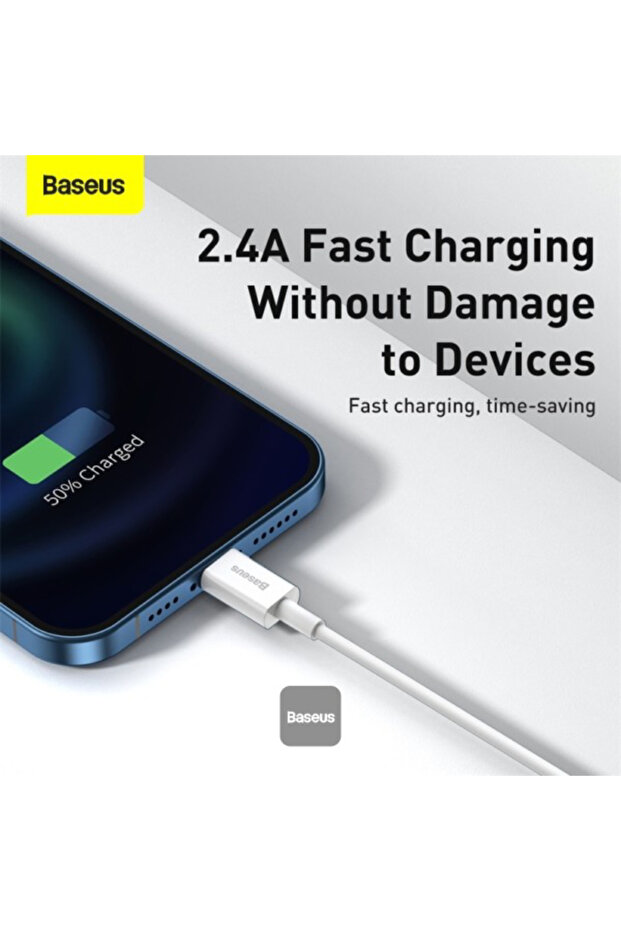 Baseus USB to Lightning Data Cable 1m - White - 3