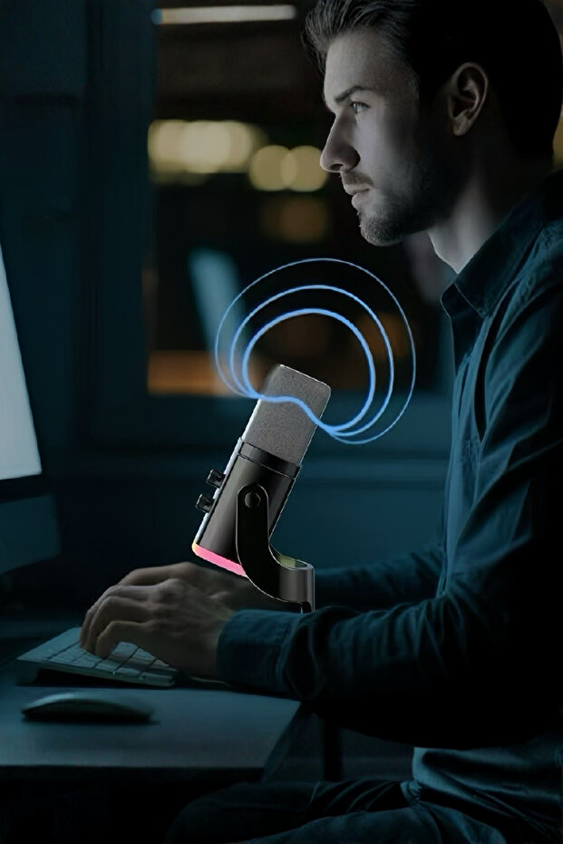 PRO++ Yayıncı Mikrofonu Profesyonel Gaming Oyuncu RGB Işıklı Masaüstü Mikrofon - 2