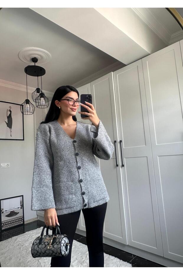 Antrasit Örme Hırka - 2