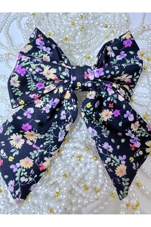 Flowery Luxury Crepe Fabric Automatic Bow Buckle