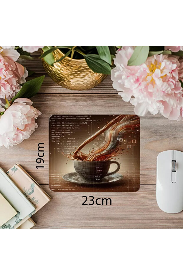 الرمز الفني + تصميم لوحة ماوس القهوة - 19 × 23 سم 2 مم مستطيلة مطبوعة مستوردة
