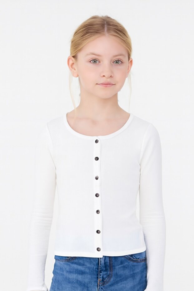 Girl's Blouse with Button Detail on the Front