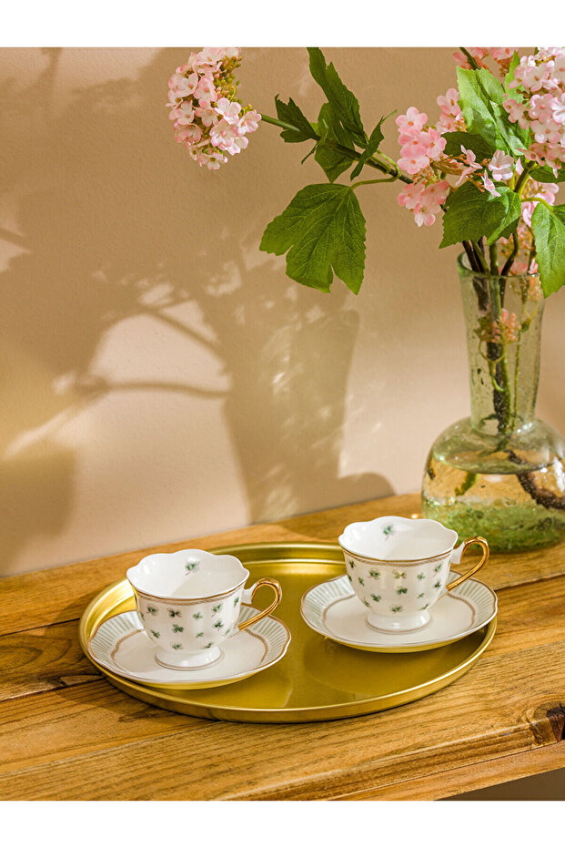 Peak New Season Clover Printed 2-Person Porcelain Coffee Cup Set 90 ml
