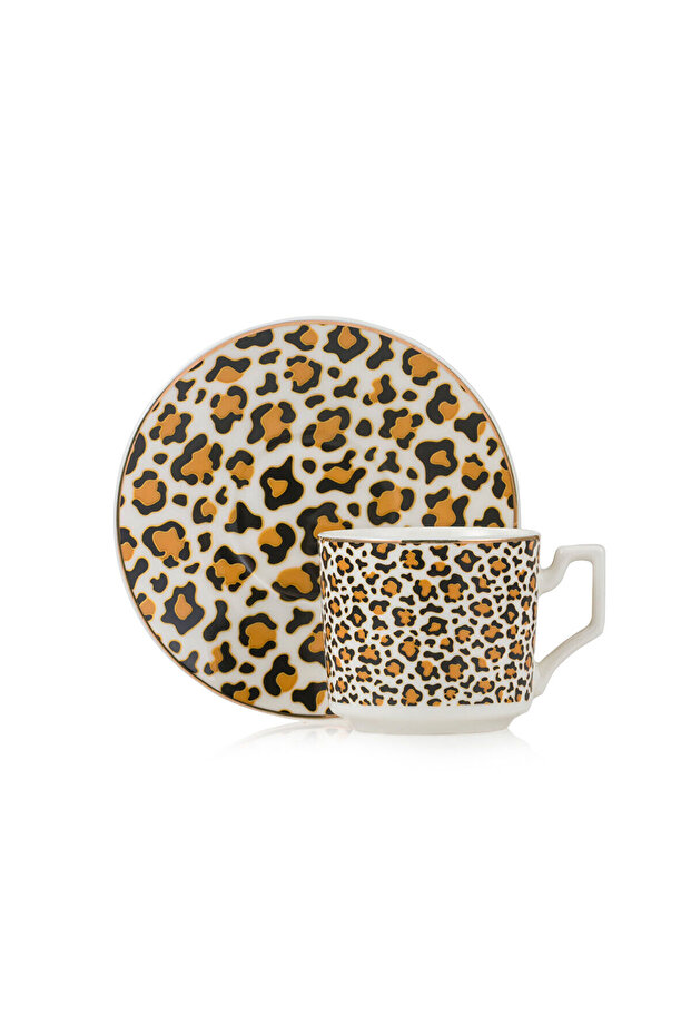 Lcw Home Leopard Patterned Two-Person Porcelain Coffee Cup Set 90 ml - 5