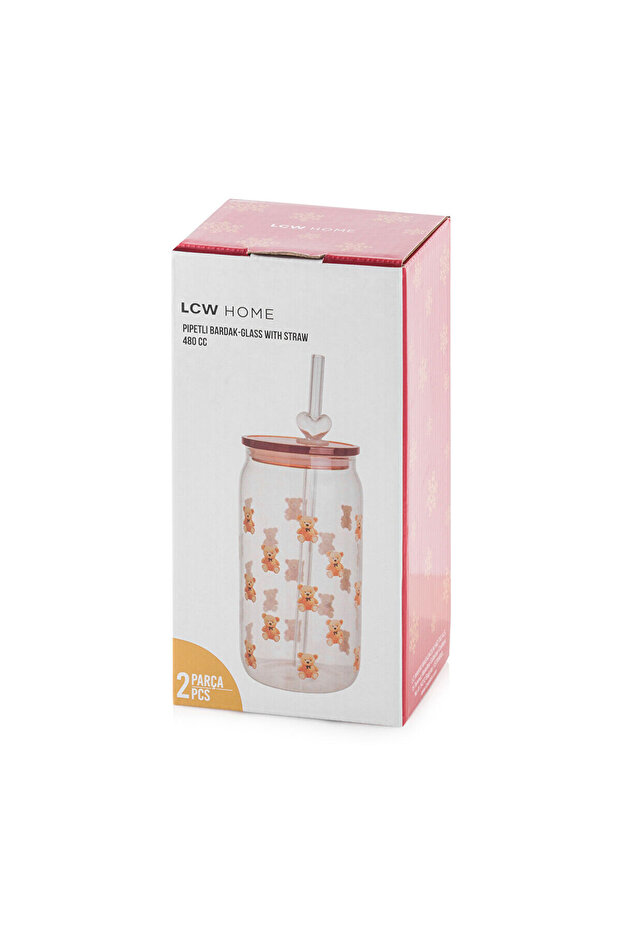 Vizyon New Season Printed Glass with Straw 480 ml - 4