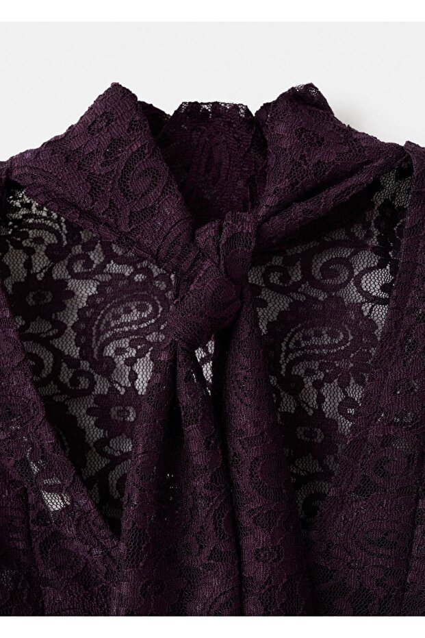 Dantel fularlı gömlek - 5