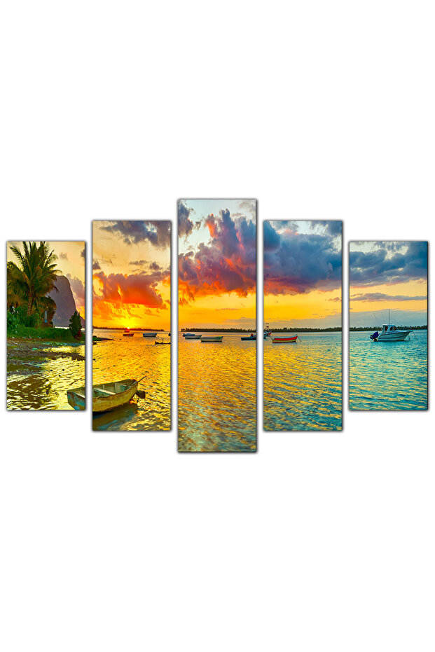 Wall panel - Sunset on the beach - 726 - divided into five graduated pieces - 1